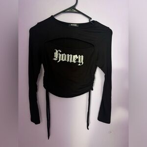 Honey long sleeve crop top. PTP 14-19”